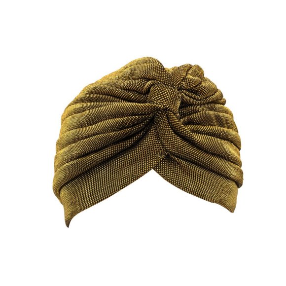 Handmade Gold Metallic Hair Turban Hair Cover - Protective Styling & Costume - Picture 5 of 7
